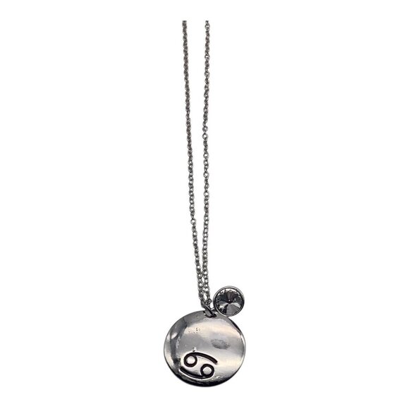 Cancer Zodiac Pendant Necklace With Crystal Charm Silver Tone Chain Adjustable - Picture 7 of 9